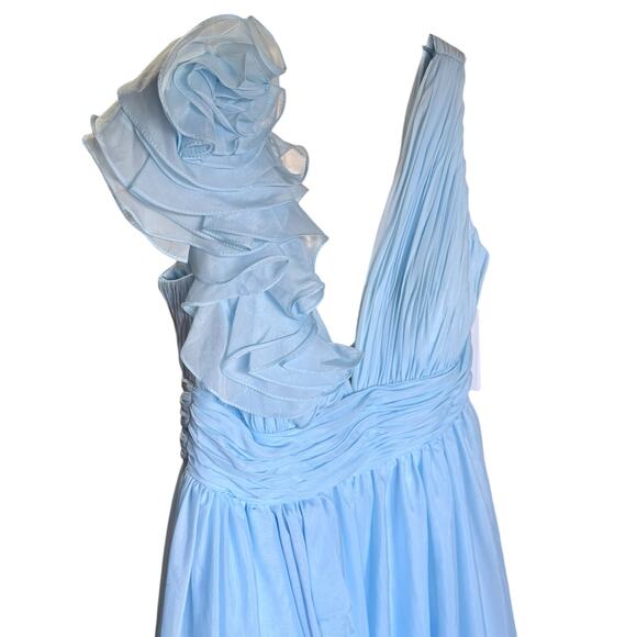 Mac Duggal Women's Size 16 Ruffled Ball Gown Powder Blue Formal Dress 48856 NWT - Picture 5 of 14